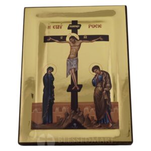 crucifixion of christ icon polished gold