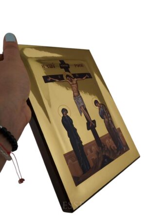 crucifixion of christ icon polished gold