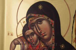 panagia axion estin icon polished gold