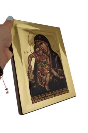 panagia axion estin icon polished gold