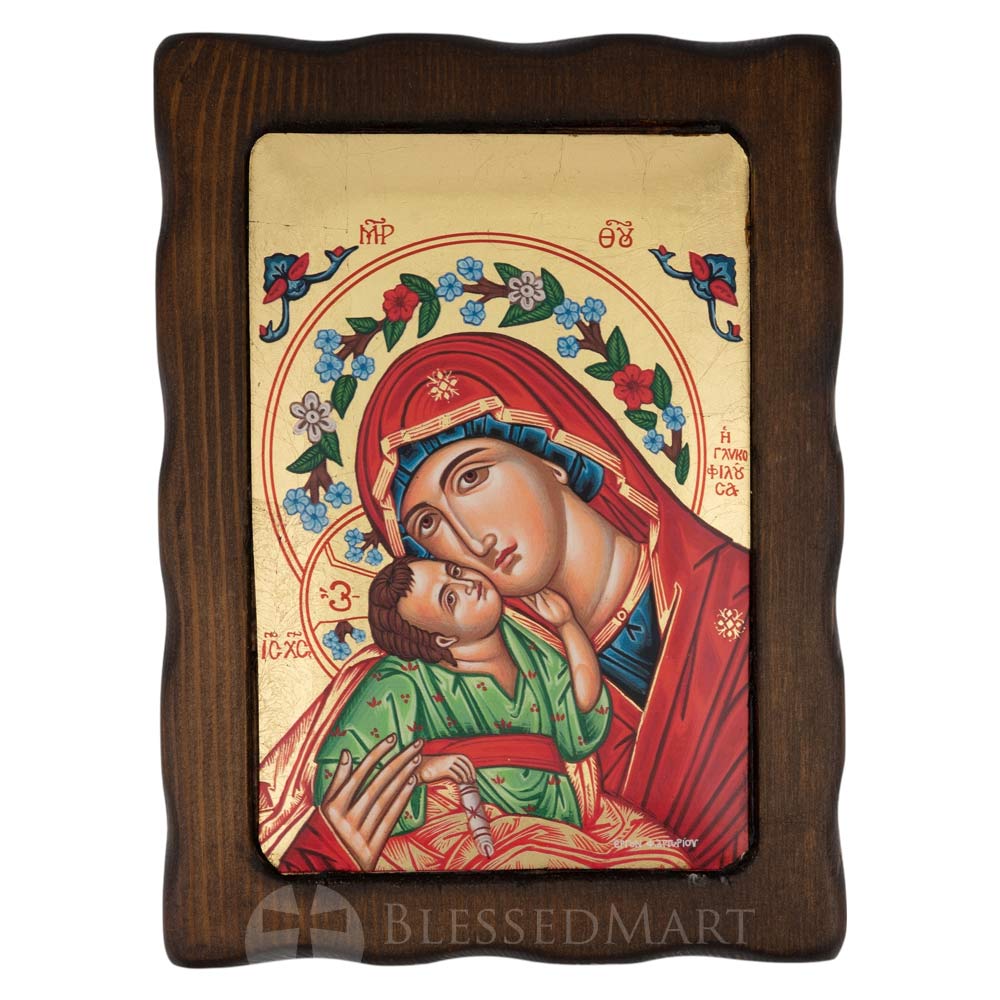 theotokos eleusa icon decorated halos