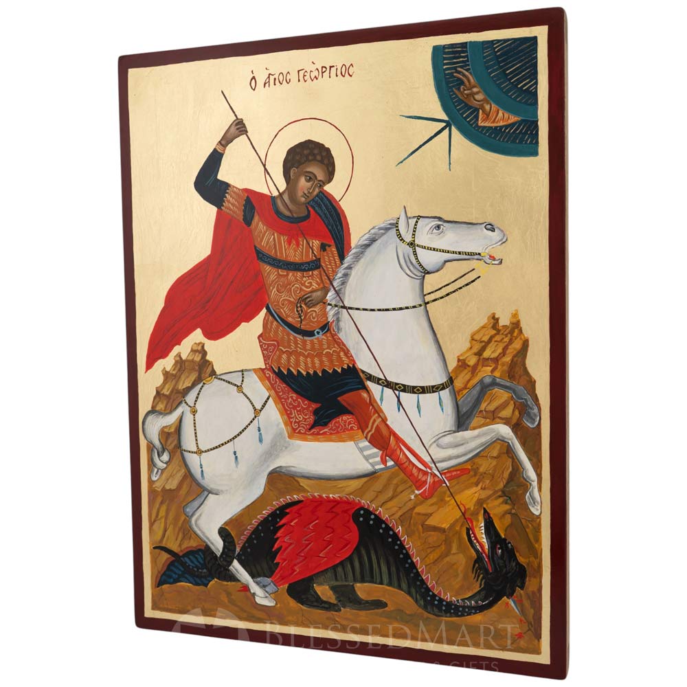 St George Slaying the Dragon Icon – Orthodox Handmade | BlessedMart